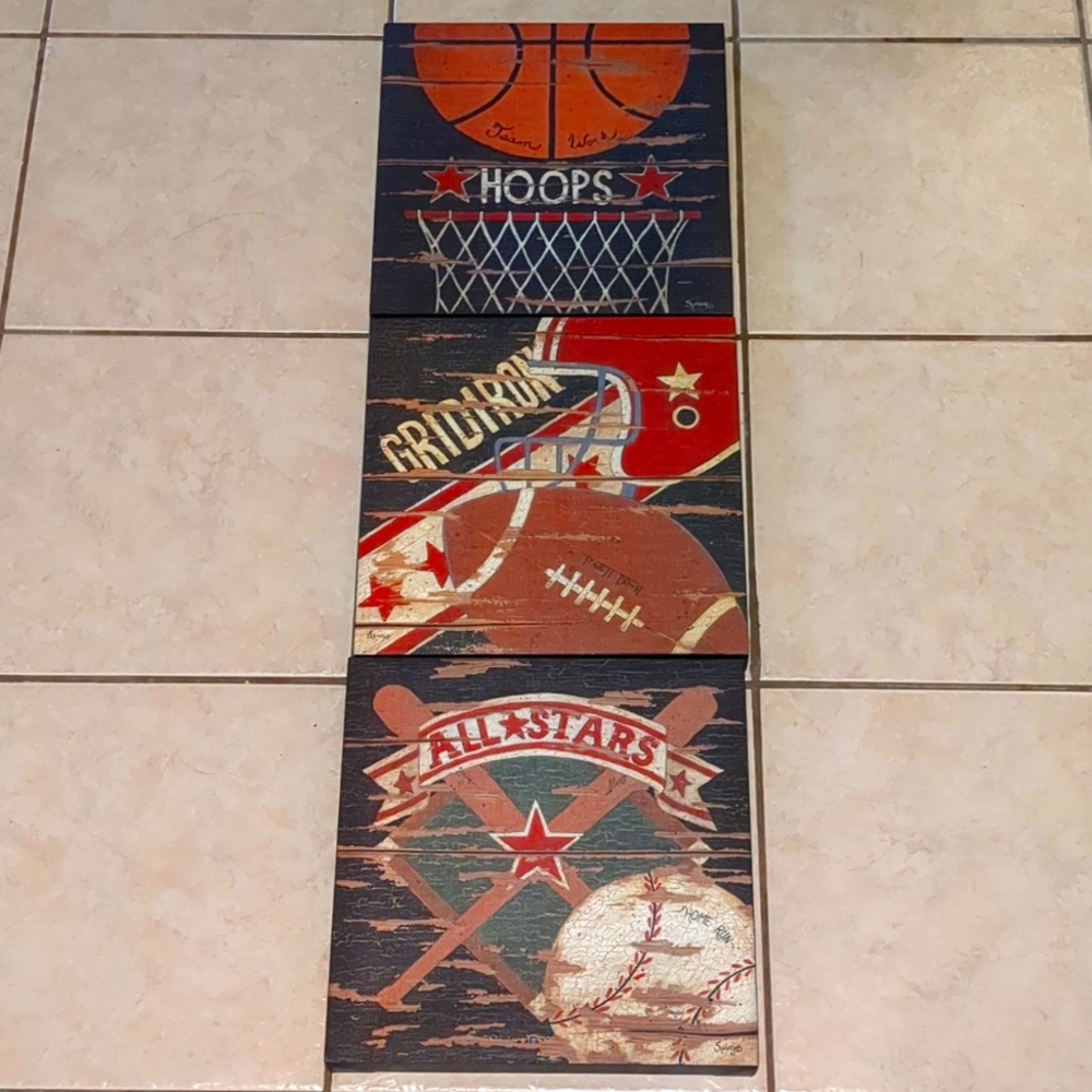 3--PIECE SPORTS CANVAS ART - Picture 2 of 6